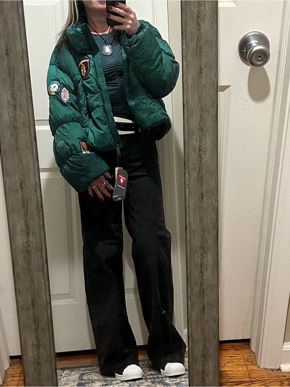 New RARE Free People Movement In A Bubble Patch Puffer Jacket in Evergreen - Picture 11 of 16
